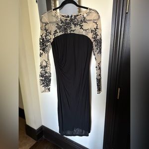 David meister black dress with sheer detail sz 8